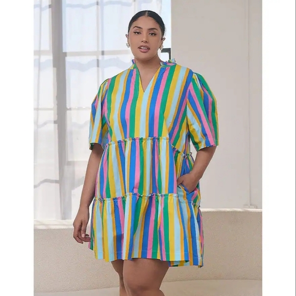 NWT Sugarlips Multicolor Striped Midi Dress Resort 2X - Picture 1 of 13